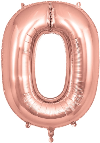 34" Number Zero Rose Gold Foil
