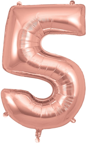 34" Number 5 Rose Gold Foil
