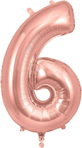 34" Number 6 Rose Gold Foil