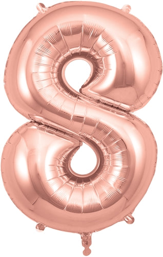 34" Number 8 Rose Gold Foil