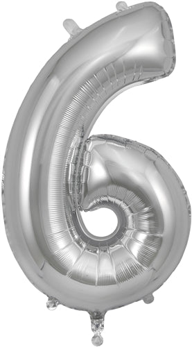 34" Number 6 Silver Foil