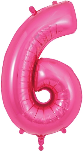 34" Number 6 New Pink Foil