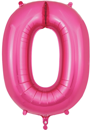34" Number Zero New Pink Foil