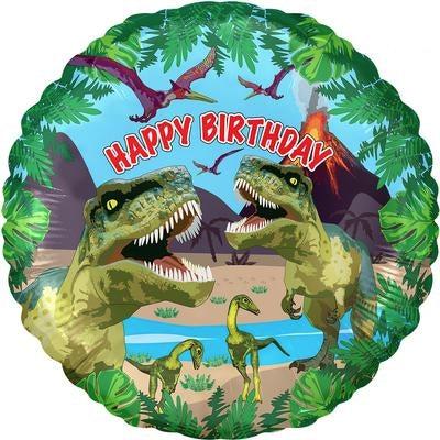 18" Jurassic Dinosaur Happy Birthday Metallic Foil