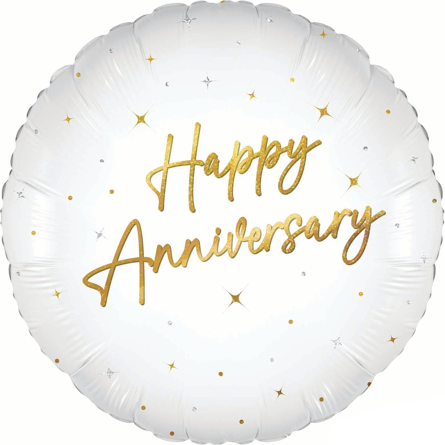 18" Elegant Sparkle White Happy Anniversary Holographic Foil