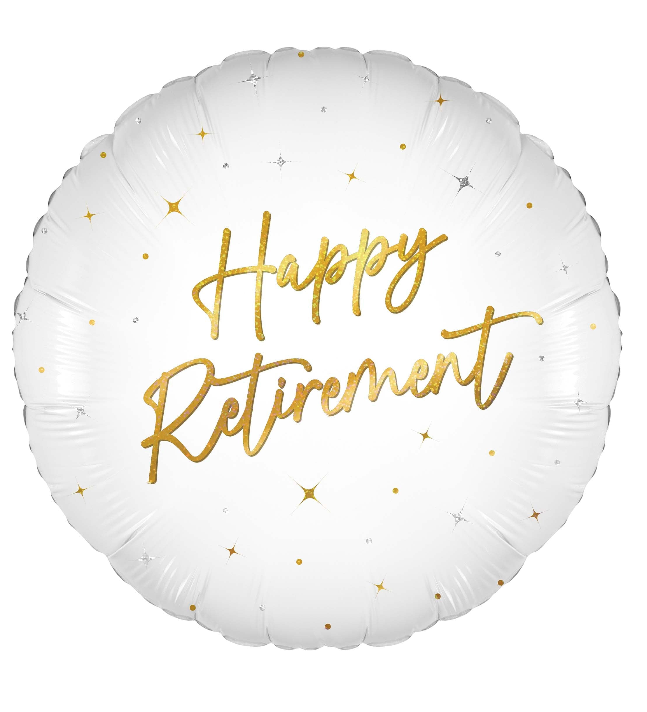 18" Elegant Sparkle White Happy Retirement Holographic Foil