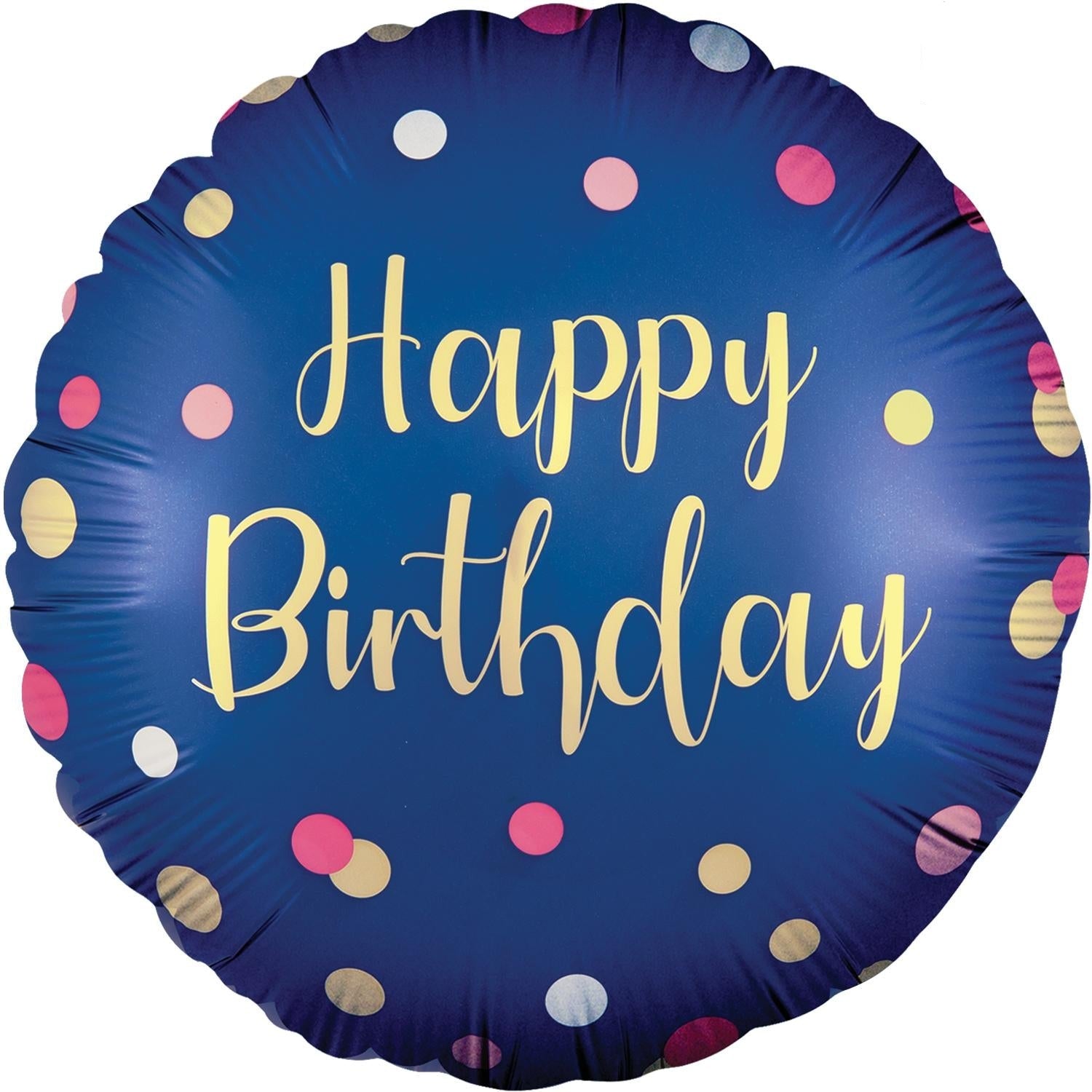 18" Polka Navy Pink Birthday Foil