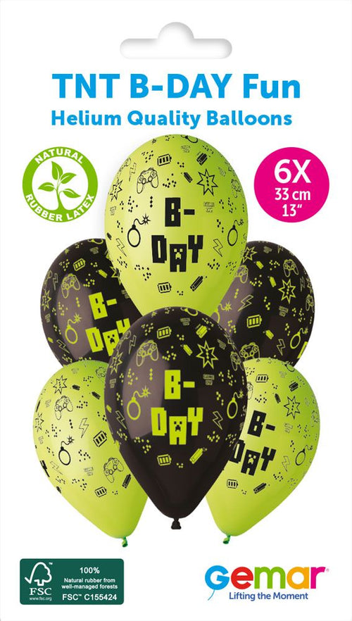 13" Gemar Retail Latex Tnt Birthday Fun #1230 (6 Balloons Per Pack)