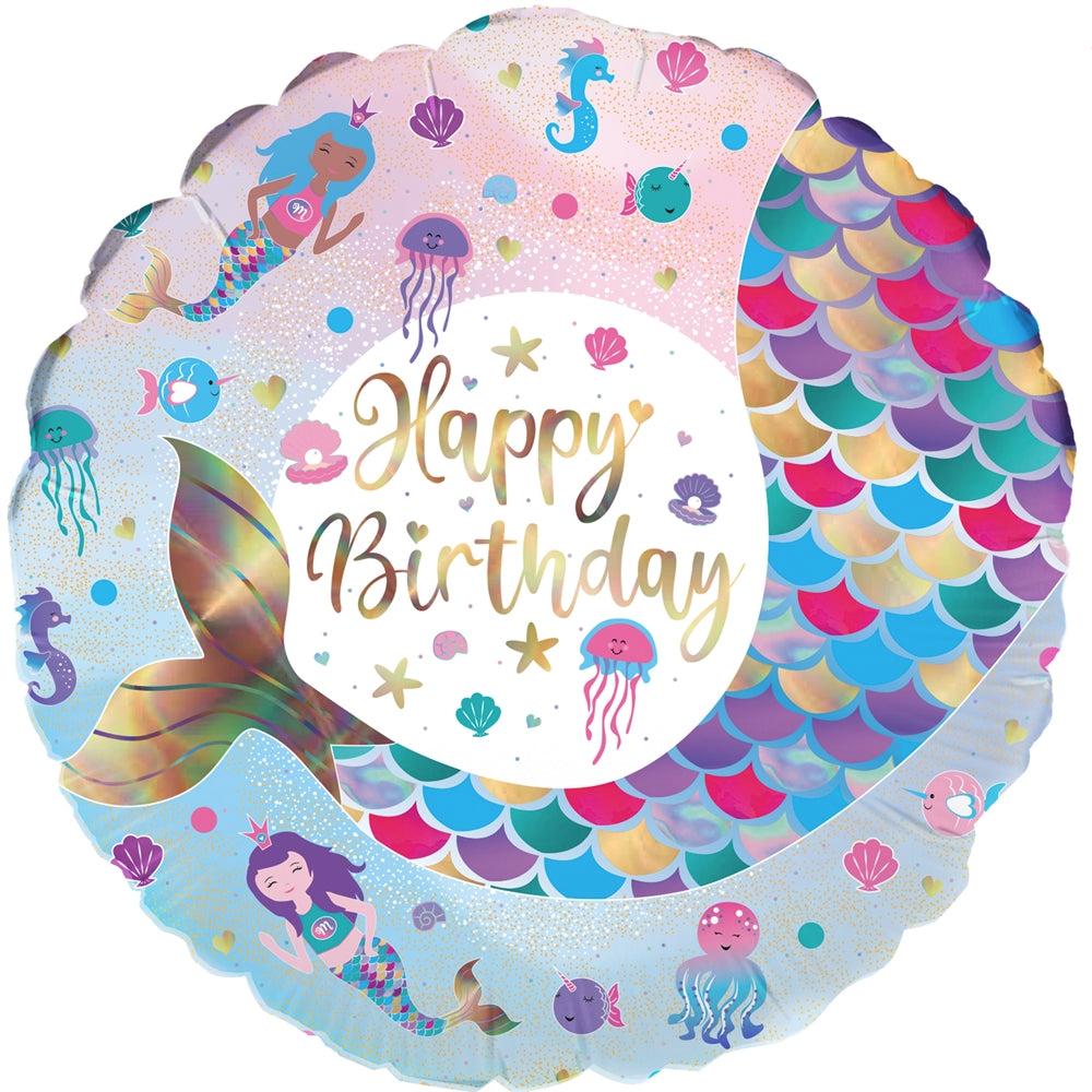 18" Shimmering Mermaid Birthday Iridecent Foil