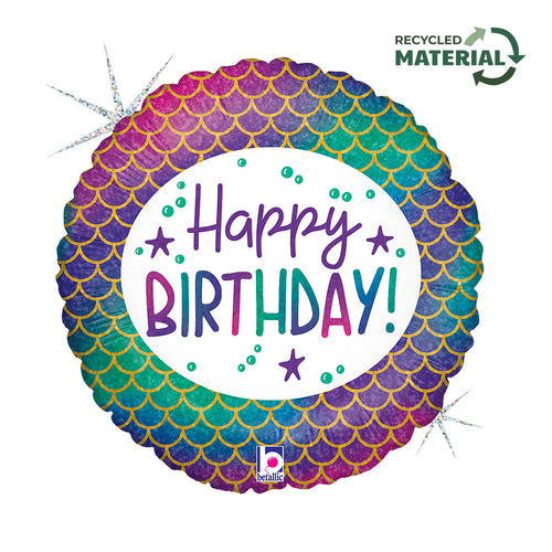 18" Glitter Mermaid Birthday Holographic Foil