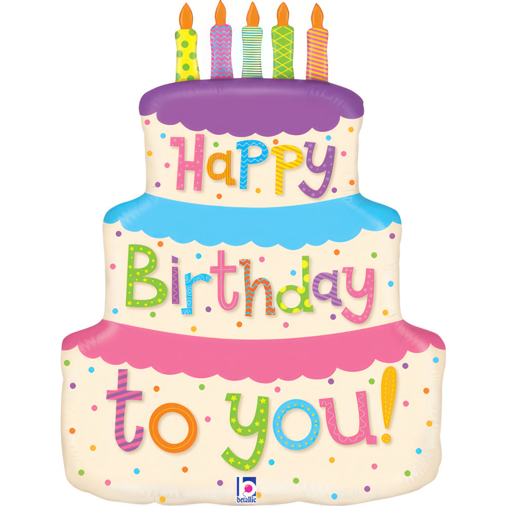 23" Happy Birthday To You Birthday Cake Foil
