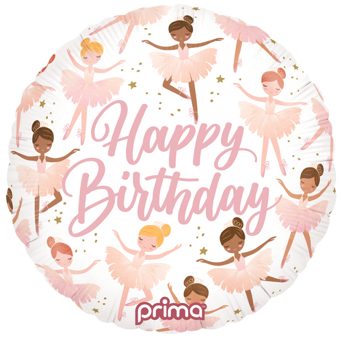 18" Round Happy Birthday Ballerinas Foil