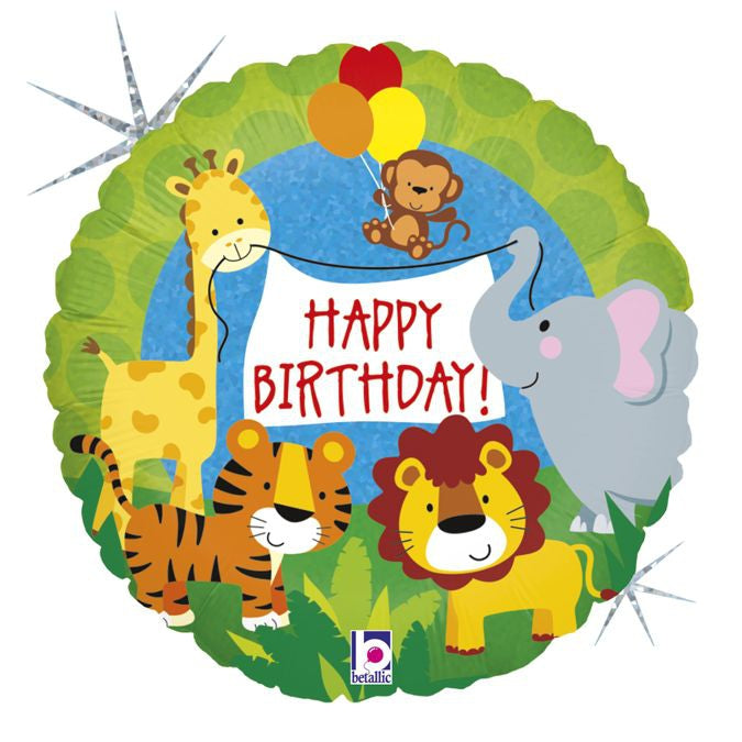 18" Happy Birthday Jungle Animals Foil
