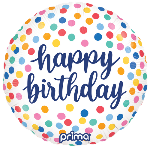 18" Round Happy Birthday Colourful Confetti Foil