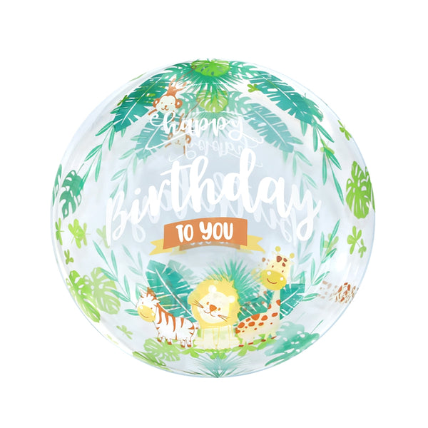 20" Safari Zoo Happy Birthday Eirloon (self-Sealing Valve)