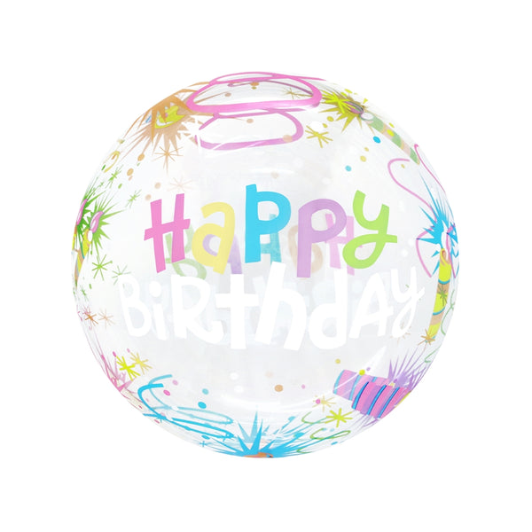 20" Happy Birthday Swirls & Presents Eirloon (self-Sealing Valve)